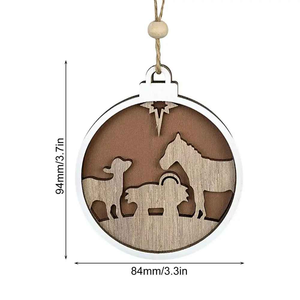 Ideas For Christmas Trees, Nativity Scene Pendant Wooden Hollow Pendant Decor Lovely, Christian Christmas Ornaments DCLAF35